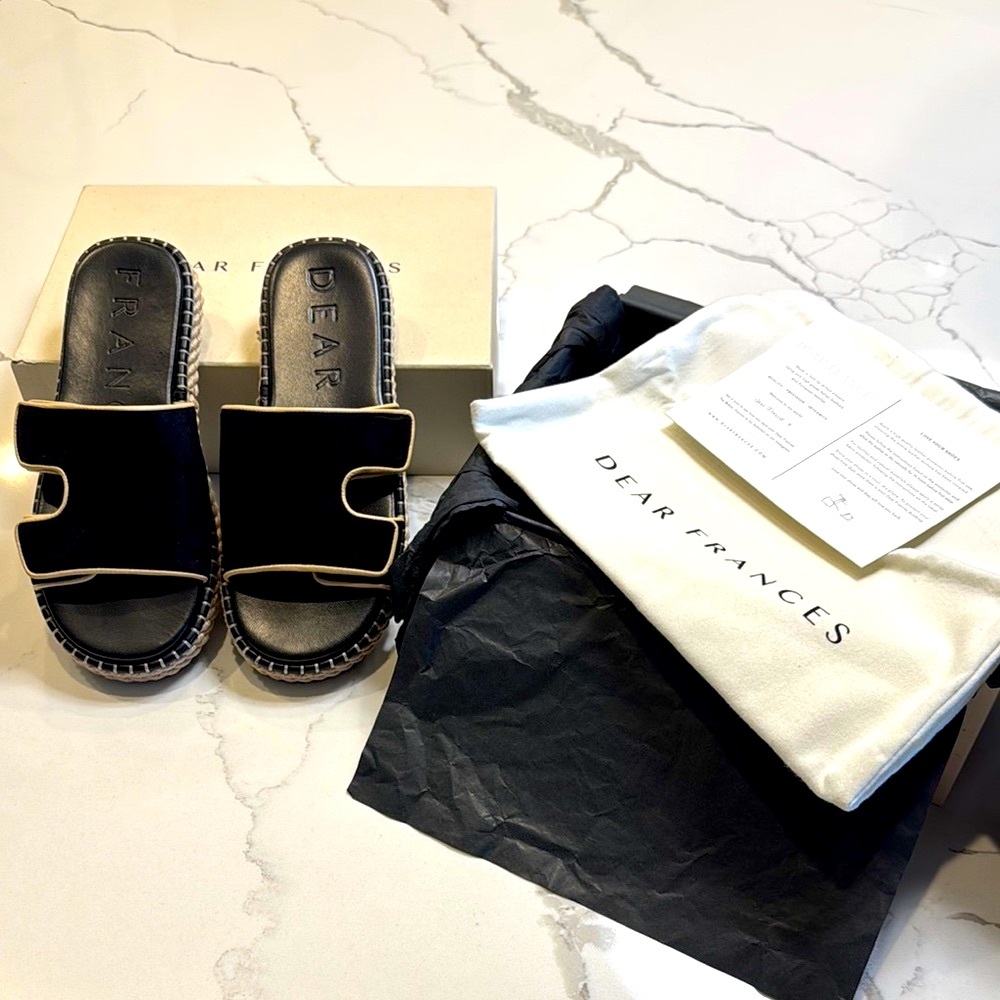 Dear Frances Black Slide Sandals- rare- size 38(European sizing)